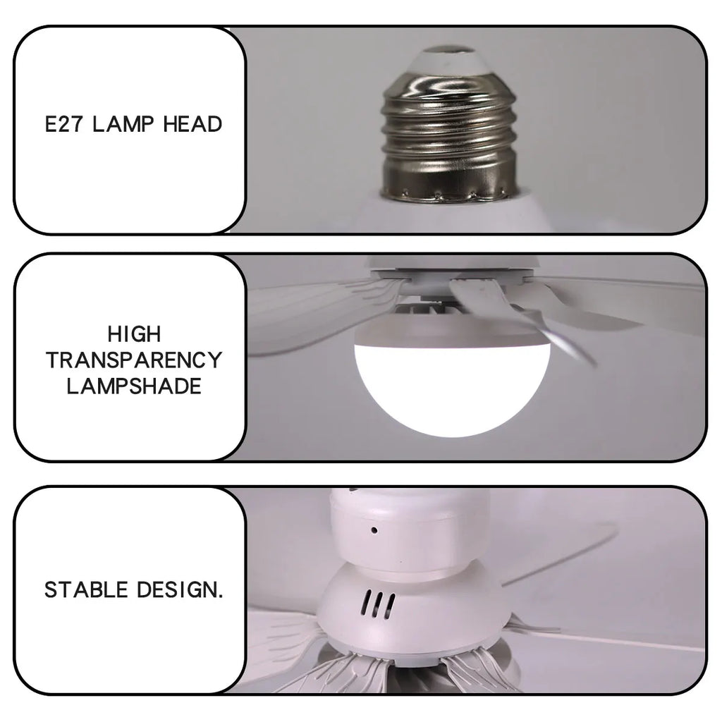 16.53 Inch Small Ceiling Fan With LED Light 30W E27 Base Remote Control 3 Speed Adjustable 3000K-6500K Dimmable For Bathroom