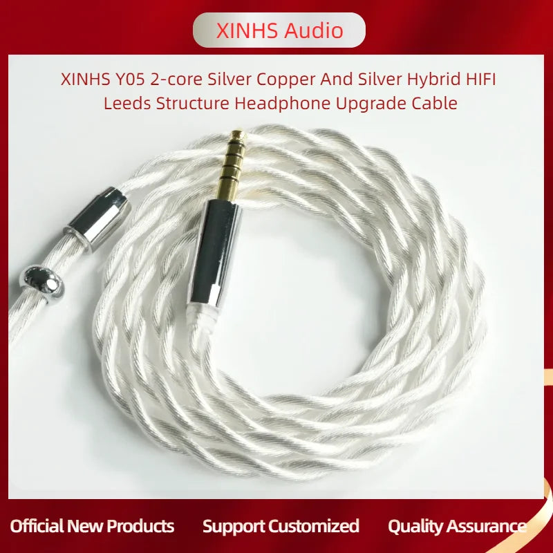XINHS Y05 2-Core Silver Plated IEM Upgrade Cable 0.78mm 2-Pin/MMCX, 3.5/4.4mm