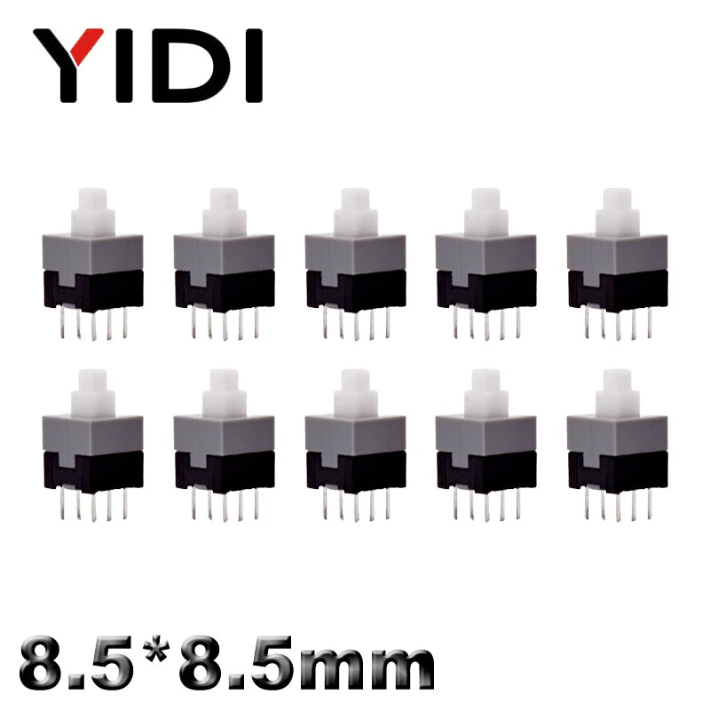 10pcs PCB Tact Tactile Micro Mini Latching Push Button On Off Self Lock UnLock Switch DIP 6 Pin Cap 5.8*5.8/7*7/8*8/8.5*8.5mm