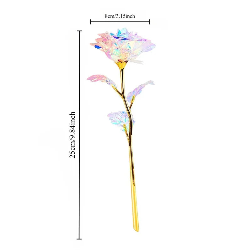 Rose Colorful Rainbow Artificial Flowers Crystal Flower Best Gifts for Mother's Day Thanksgiving Valentine's Day Birthday Party