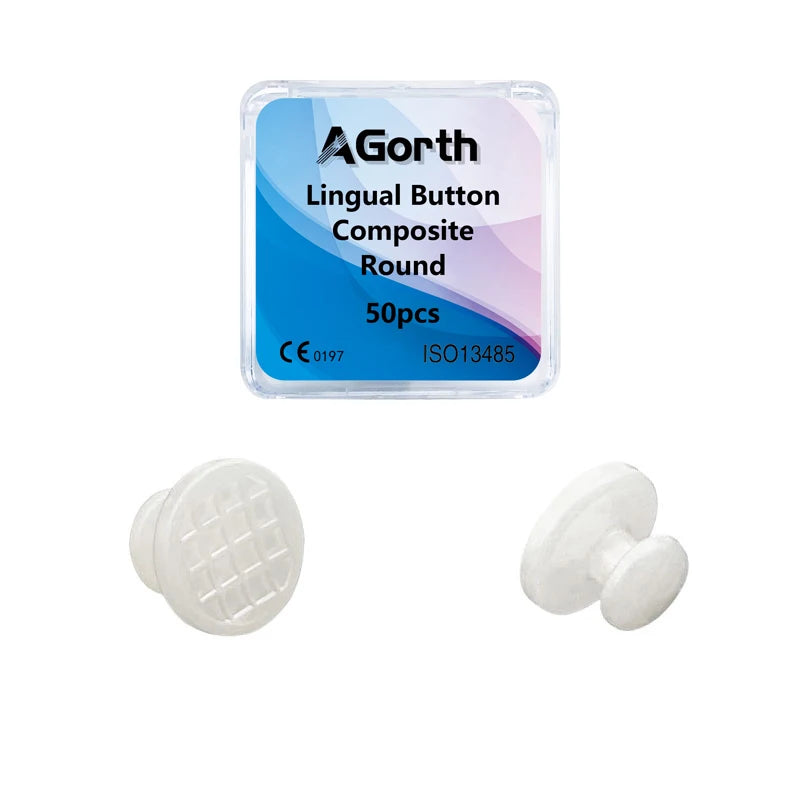 50Pcs/Box Dental Orthodontic Lingual Buttons Metal Bondable Monoblock Mesh Hole Base Composite Buttons Dentistry Accessories