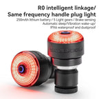 ROCKBROS Bicycle Handlebar End Lights IPX6 Bike Rear Light 5 modes Bike Lamp Intelligent Brake Sensor Safety Night Riding
