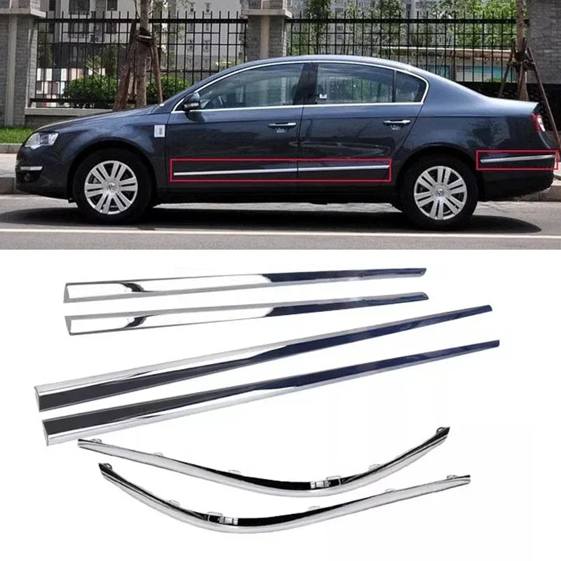 Car Side Door Moldings Bright Strips Rear Bumper Trim Chrome Strip For VW Volkswagen Passat B6 2006 2007 2008 2009 2010 2011