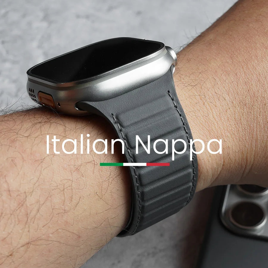 Magnetic Nappa Genuine Strap for Apple Watch Ultra 2 Band 49mm 46mm 45mm 44mm Suede Leather Accessories for iWatch S10 9 8 7 6