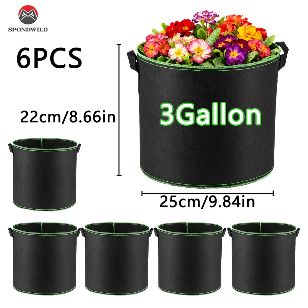 3/5/7 Gallon Grow Bags for Vegetable/Flower/Plant Fabric Pots with Handles Reinforced Aeration Planting Bags for Vegetables