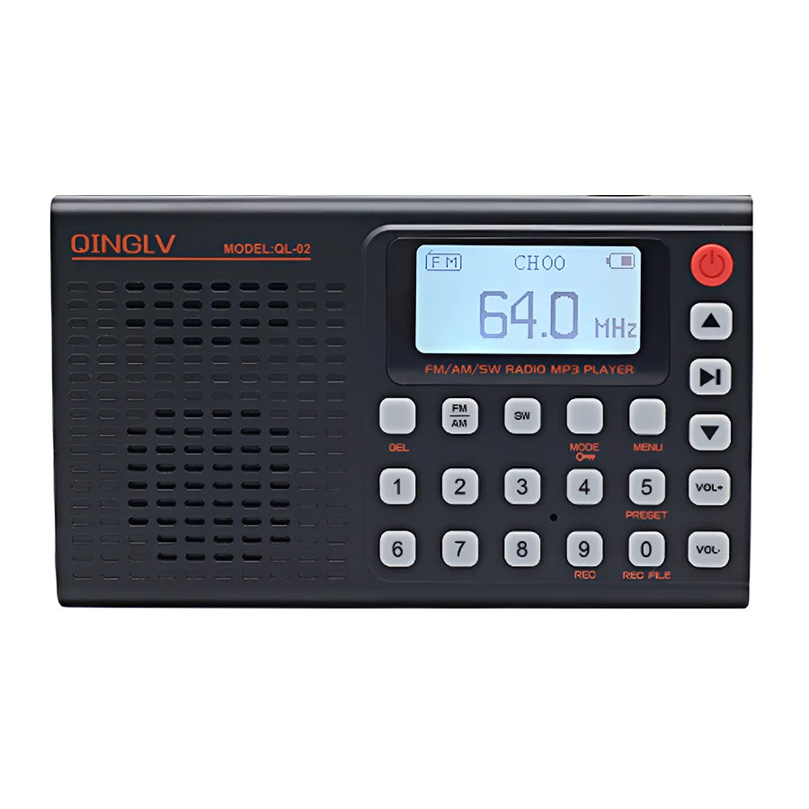 Ultra-portable multifunctional radio, full frequency range, rechargeable, for indoor/outdoor use, with memory card slot and MP3