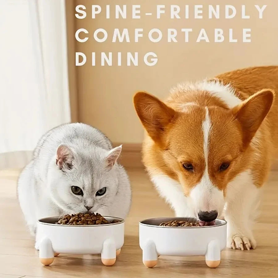 Anti-skid Pet Feeder Bowl Stainless Steel Cats Dogs Food Water Bowl Prevent Spills Messes Promotes Healthy Eating Driking Habits