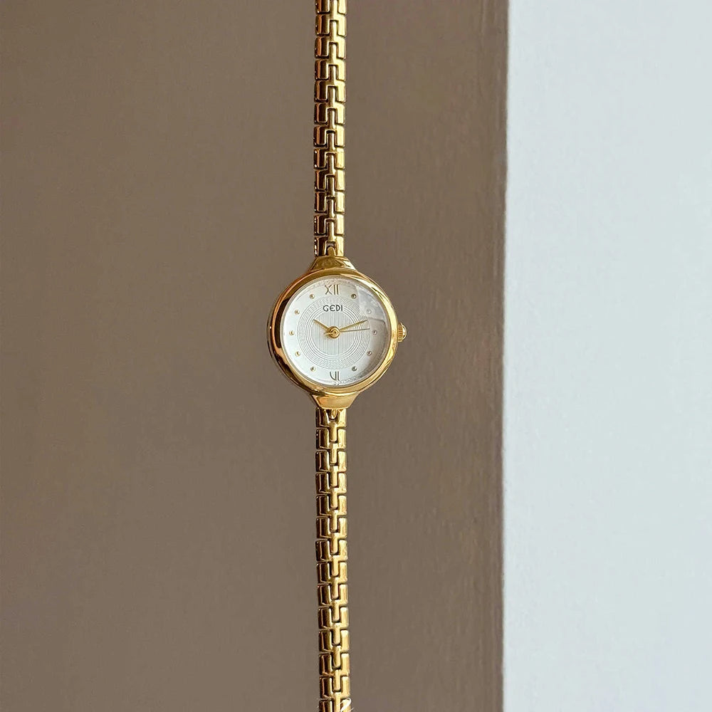 GEDI Women's Quartz Bracelet Watch Small Dial, Gold/Grey/Silver-White/White