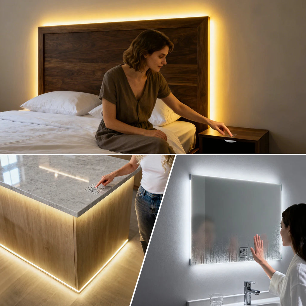 Self-Adhesive COB LED Under Cabinet Lamp Kitchen Light Touch Dimmable Silica Gel Neon Lights Tape 2m 3m 5m 10m Decor Lighting