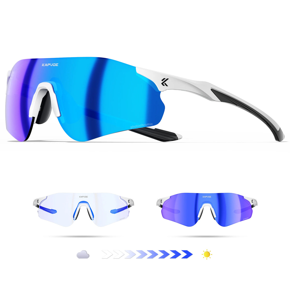 Kapvoe New Cycling Photochromic Glasses Men Women Road Bicycle Sunglasses UV400 Sports Riding Eyewear Outdoor Running Goggles