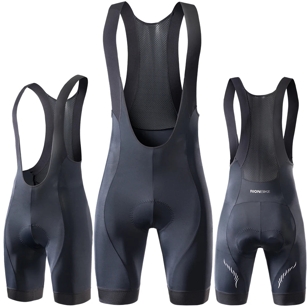 RION Men's Cycling Bib Shorts with Dolomiti Pad, Blue/Grey, Sizes S-XXL