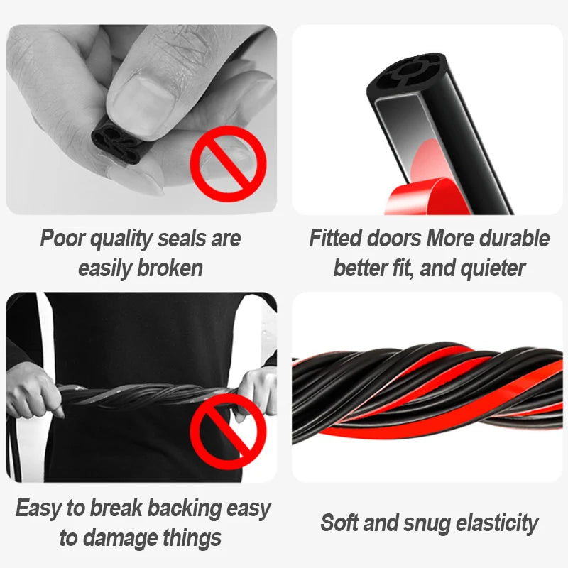 BLALION 5/16/25m Car Door Seal Strips Sticker Double Layer Weatherstrip Rubber Sound Insulation For Car Door Trunk Engine Cover