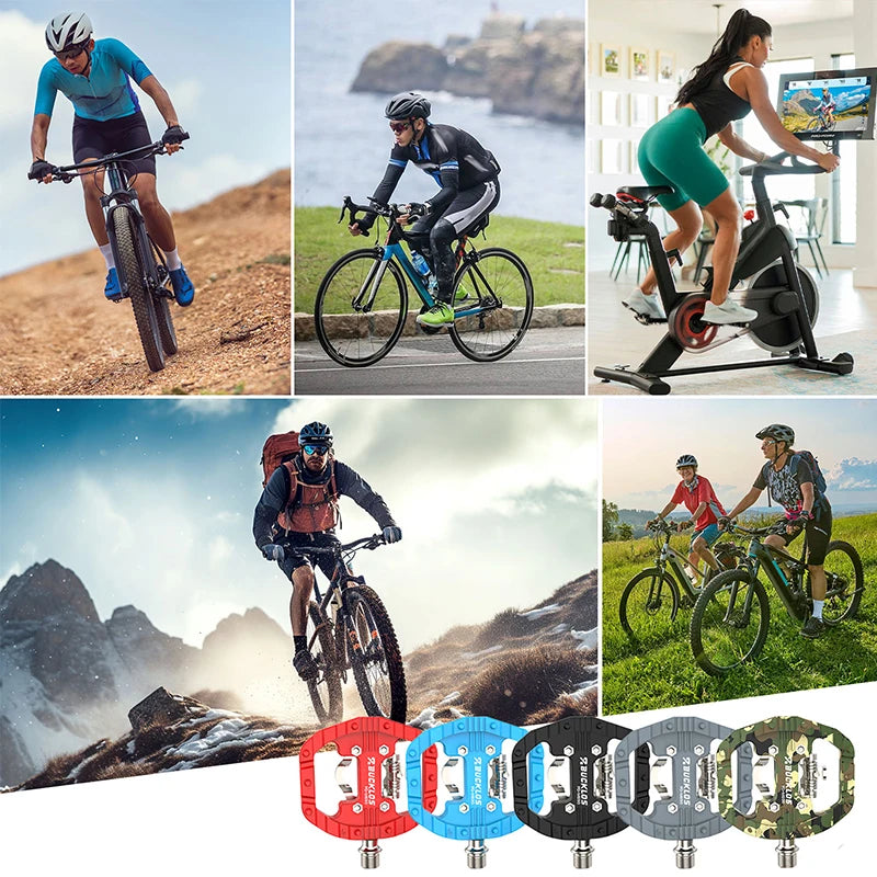 BUCKLOS Mountain Bicycle Pedals Sealed Bearing Dual Clipless Flat & Lock Pedal for Shimano SPD Nylon Bike Pedals Cycling Parts