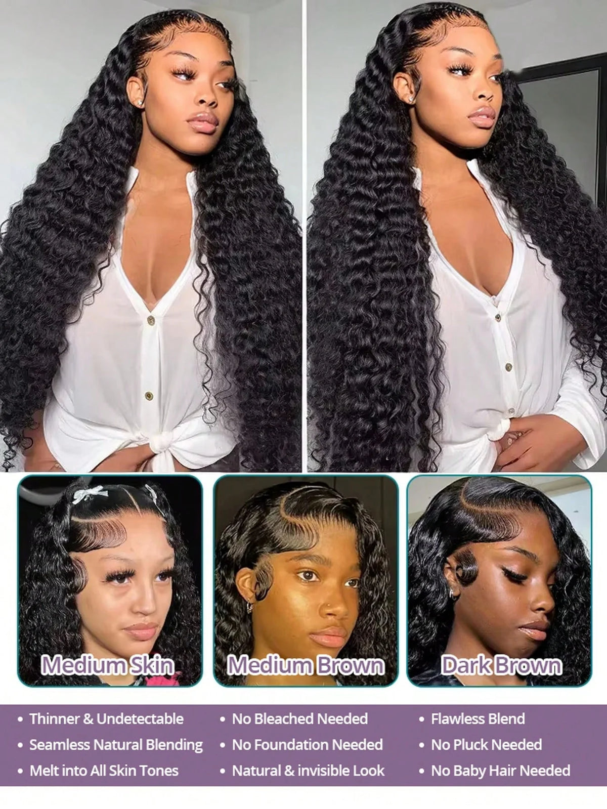 40 46 Inch 13x4 13x6 Full Frontal HD Transparent Lace Long Deep Wave Brazilian Remy Human Hair Pre plucked Wigs 200 Density