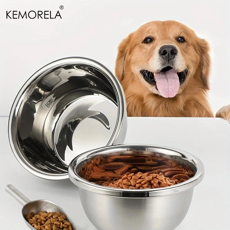 Stainless Steel Dog Bowl Thick Smooth Metal Food & Water Dish, 18-30cm
