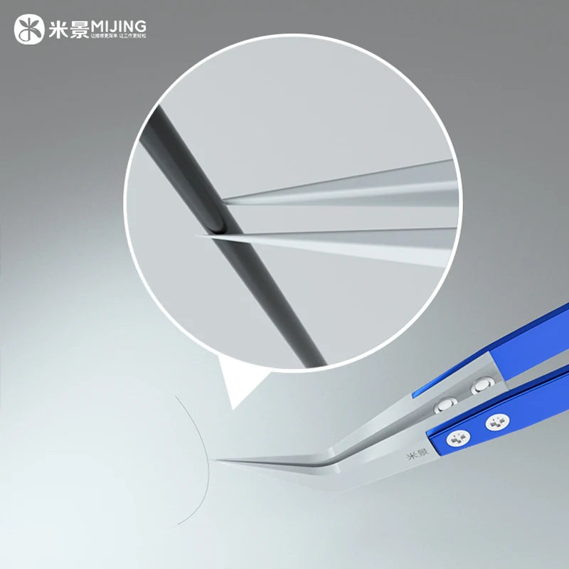 MIJING Anti-Static Insulated Tweezers, Ceramic Stainless Steel Tips, Bent or Sharp Point