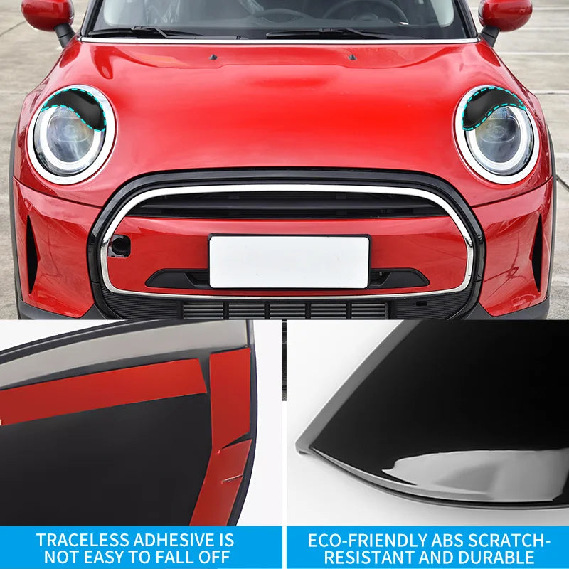 ABS Glossy And Matt Black Color Angry Eyelid For MINI Cooper F65 F66 F54 F55 F56 F57 R55 R56 R57 R58 R59 Car headlight sticker
