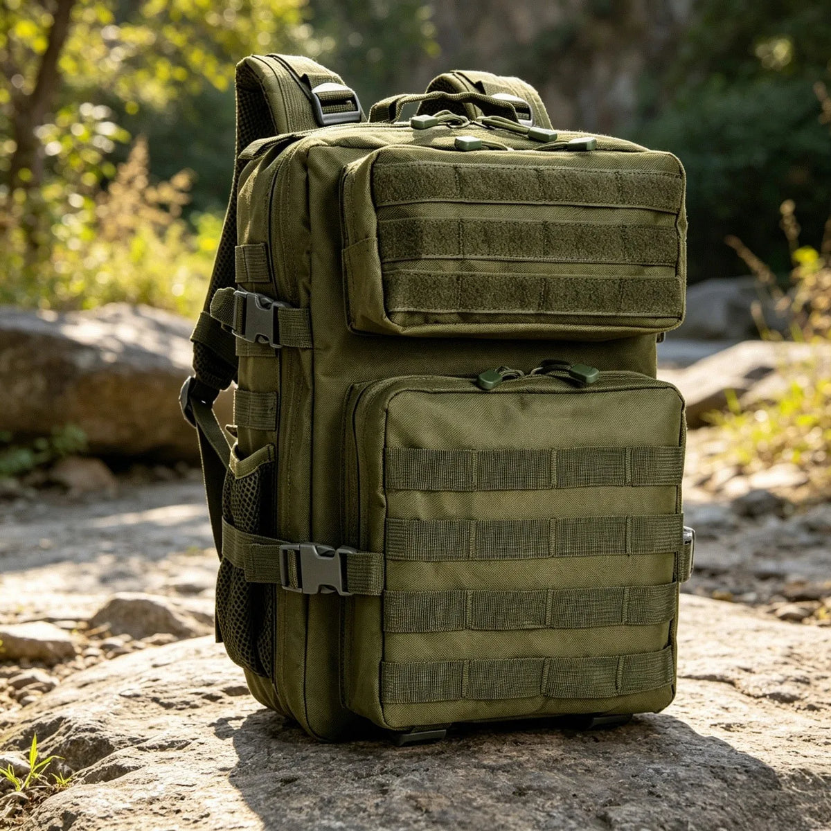 24L Tactical Backpack with Molle Webbing, Unisex Outdoor Hiking Camping Travel Daypack