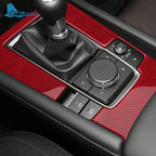 Mazda 3 Axela 2019-2025 Gear Shift Panel Trim Sticker Soft Carbon Fiber Black/Red