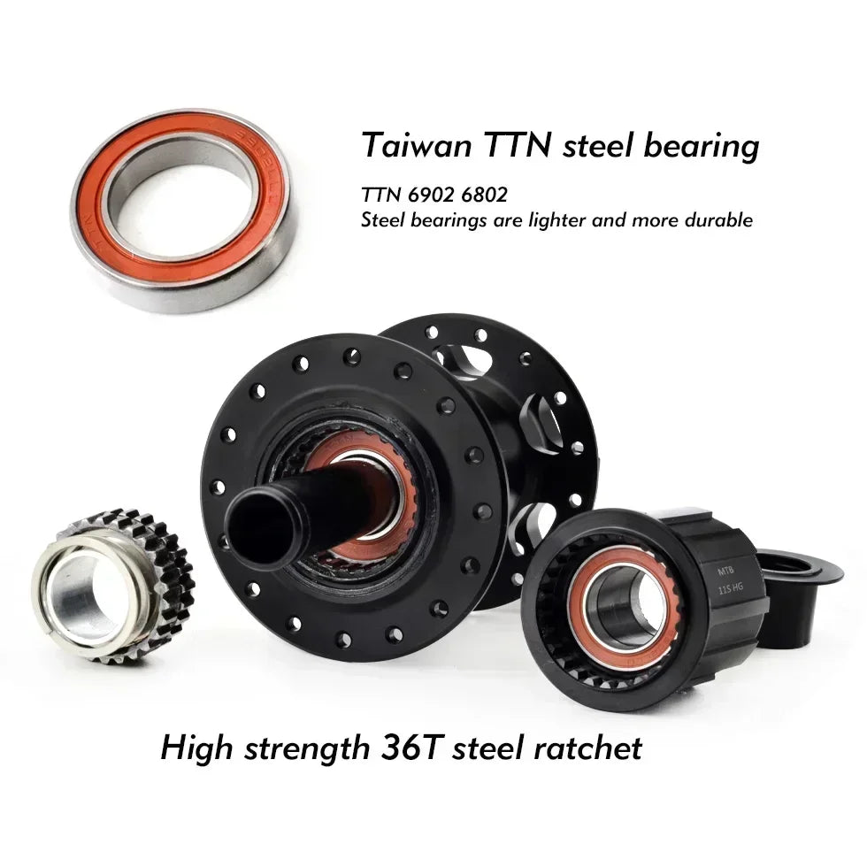 GOLDIX 370 32H Bicycle Hub Sealed Bearing Center Lock Disc Brake J-Bend 32 Holes Ratchet 36T BOOST MTB Hub XD / HG / MS