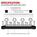 DaierTek Car Terminal Block Negative Bus Bar 12V 150A Terminal Block 12V Power Distribution Block M8 Termianl Bus for Automotive