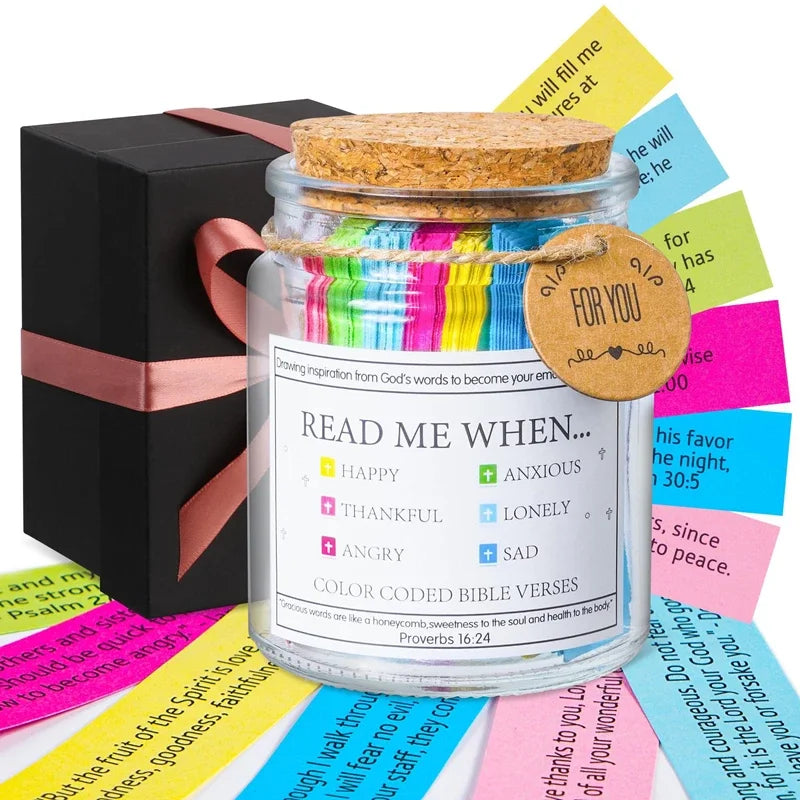 Bible Verse Jar in Glass Jar, Spanish/English Scripture Notes, 1pc, Optional Gift Box