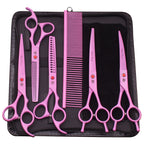 Purple Dragon Dog Grooming Scissors Kit 7" 6.5" Stainless Pet Curved Scissors Thinning Scissors Straight Shears Chunker Z3002