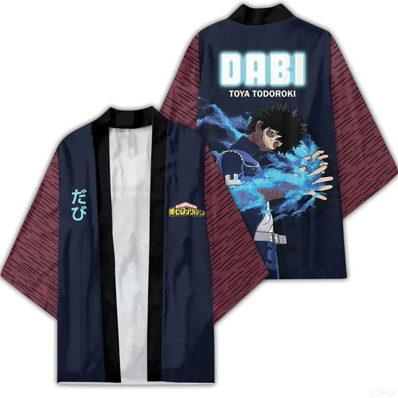 Japanese Style Kimono Cardigan Cloak 3D Printed Feather Pattern Cosplay Robe, Sizes XS-3XL