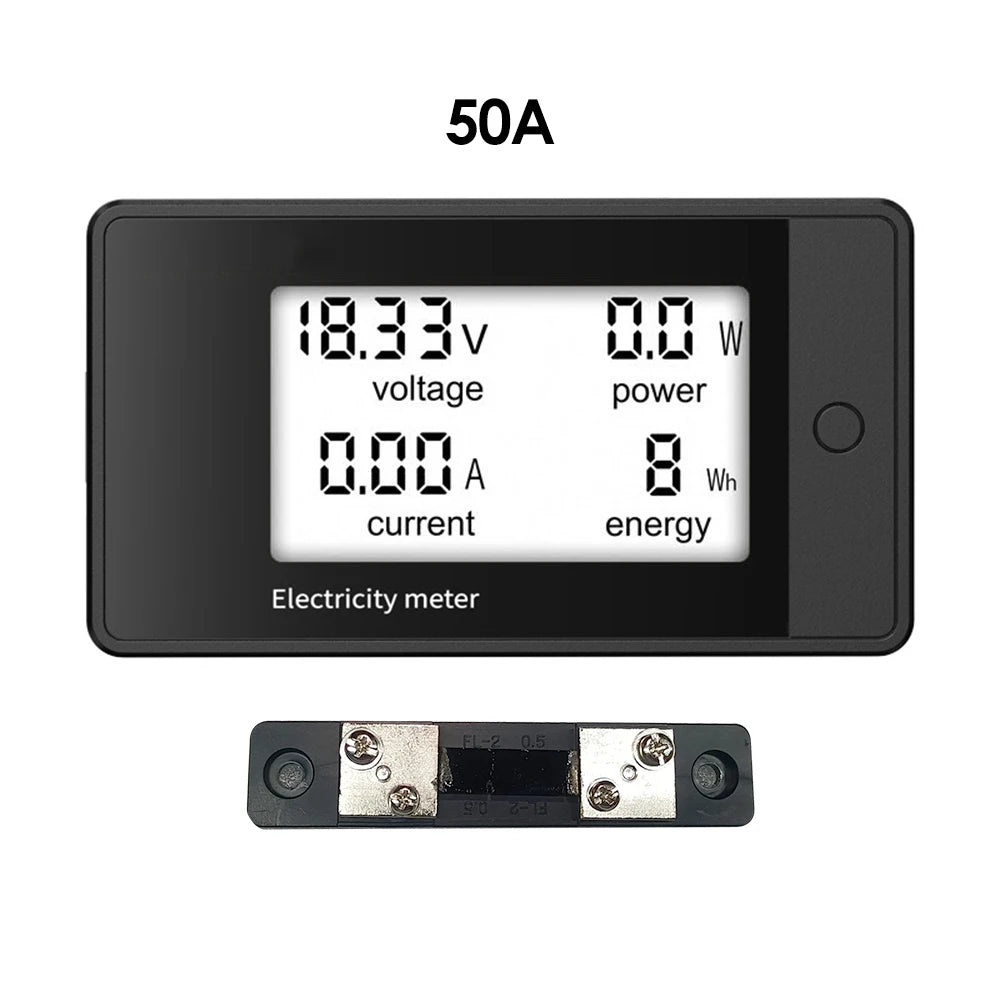 20A/50A/100A/200A Digital Meter DC8-100V Voltmeter Ammeter LCD 4-in-1 DC Voltage Current Power Energy Detector Amperimetro Shunt