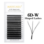 Wholesale MASSCAKU 10cases/lot 0.07mm Thickness Waterproof W Design Eyelashes Wispy Handmade Premade Volume Fans Eyelash Bundles