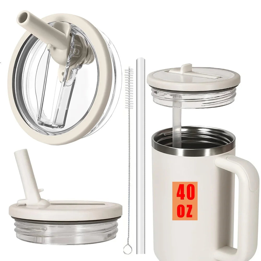 40oz Flip Straw Leak Proof Lid for Stanley H2.0 Tumbler Lid Replacement for Stanley Cup Accessories Straw Cover