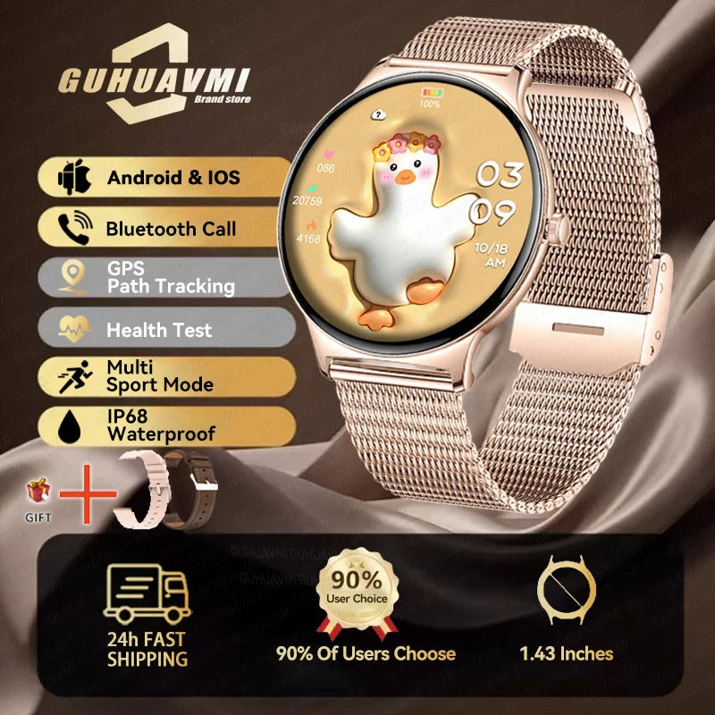 2025 New Smart Watch For Women Gift 1.43 Inch Full Touch Screen Sports Fitness Watches Bluetooth Calls Digital Smartwatch Ladies