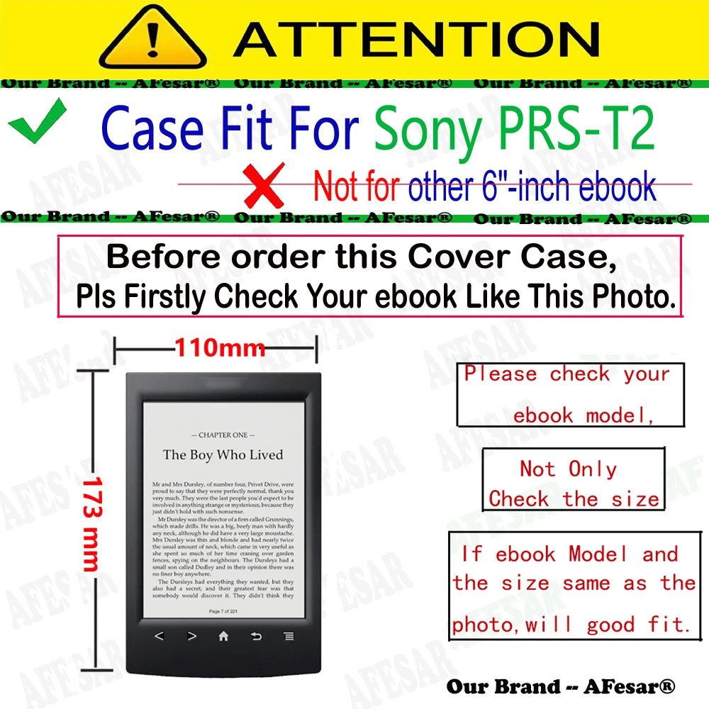 For Sony PRS-T2 Ebook Reader Protective Case Skin with Magnetic Closure Pocket Pouch for Sony Prs T2 Funda Cover Cases