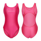 AMORESY Women's Satin Sheer One Piece Swimsuit High Cut Backless Bathing Suit Fitness Yoga Tights Swimwear Beach Diving Leotards