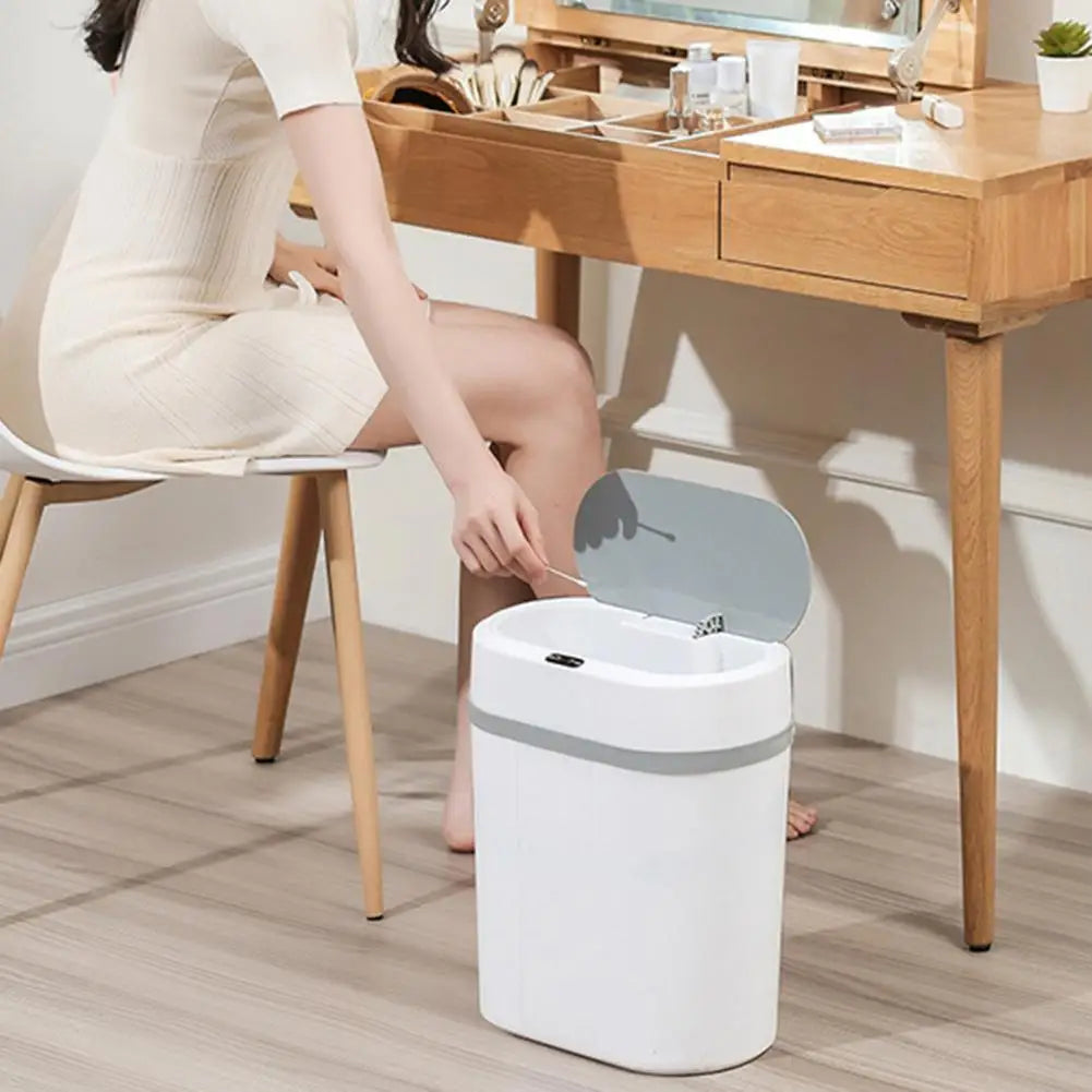 12L Dual Mode Kitchen Trash Can Smart Induction Trash Can Living Waterproof Garbage Can Bathroom Automatic Smart Trash Bin