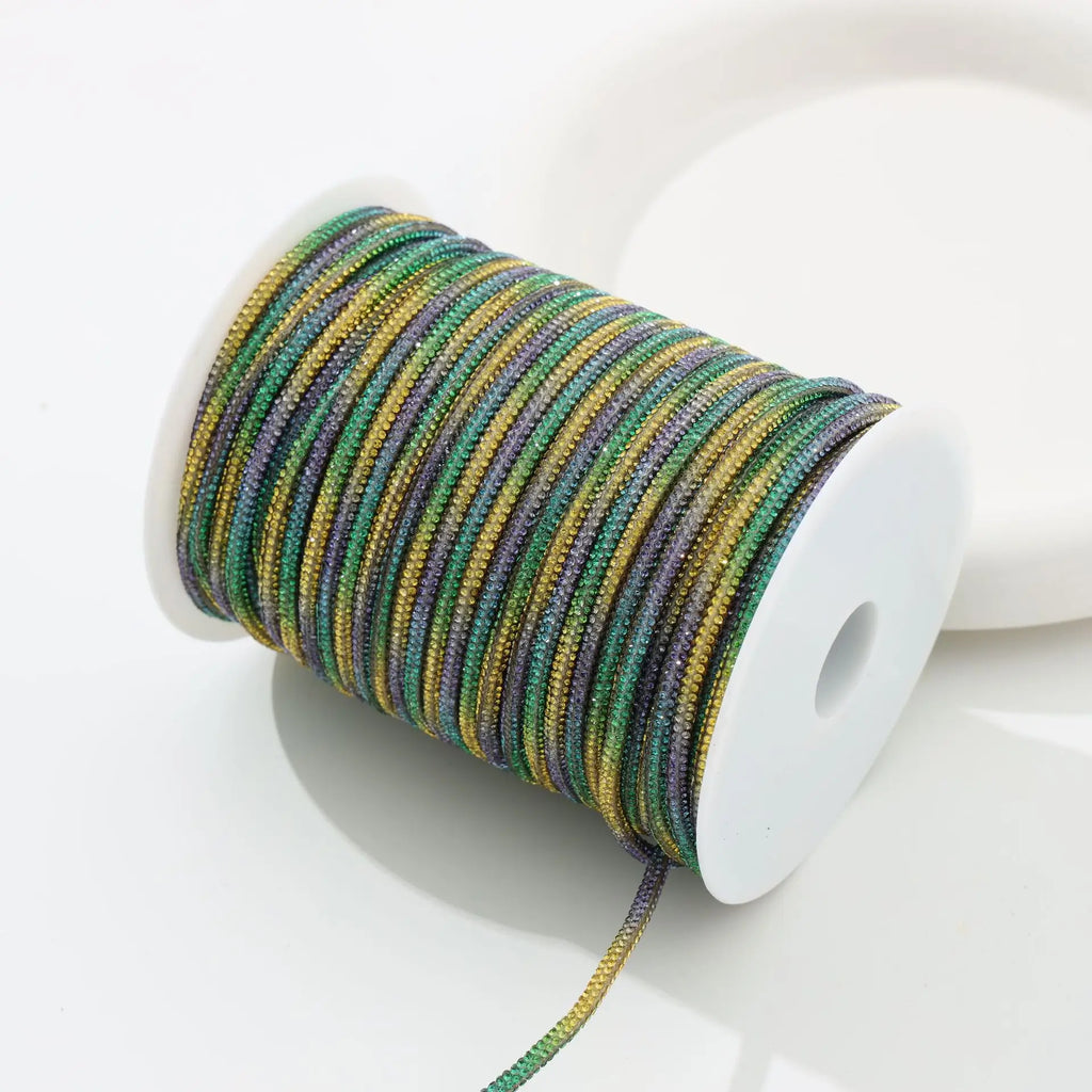 50yards 4mm Crystal Rhinestone Cord Trim Glass Diamond Rope DIY Sewing For Clothes Shoes Bags Wedding Dress Costume Decoration