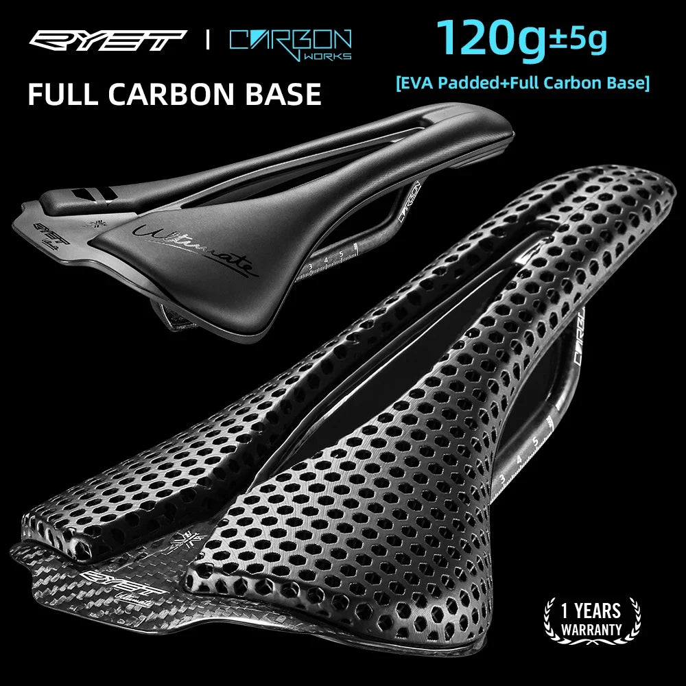 RYET 3D Printed Bicycle Saddle Ultralight 120g Carbon Saddle 250x140mm Bike Seating for MTB Gravel Road Bike Seat Cycling Parts