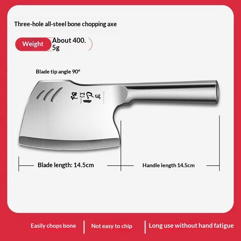 All-steel bone cleaver butcher axe, thickened meat cutting knife for kitchen, 1pc