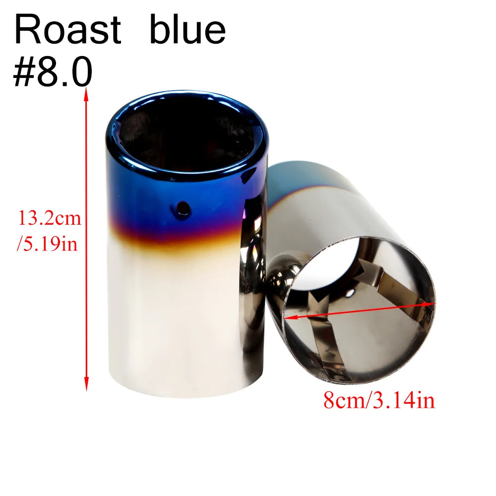 2pcs Stainless Steel Exhaust Muffler Tip Covers 7-9.5cm Black/Silver/Blue for Audi/VW