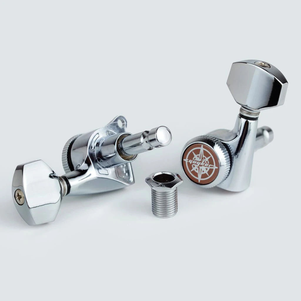GUYKER Chrome Guitar Locking Tuners Electric Guitar Machine Heads Tuners Metal Lock Silver Guitar Tuning Pegs