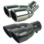 Universal Double Outlet Exhaust Tip Muffler Tailpipe 58mm/73mm Black or Silver Straight/Curved