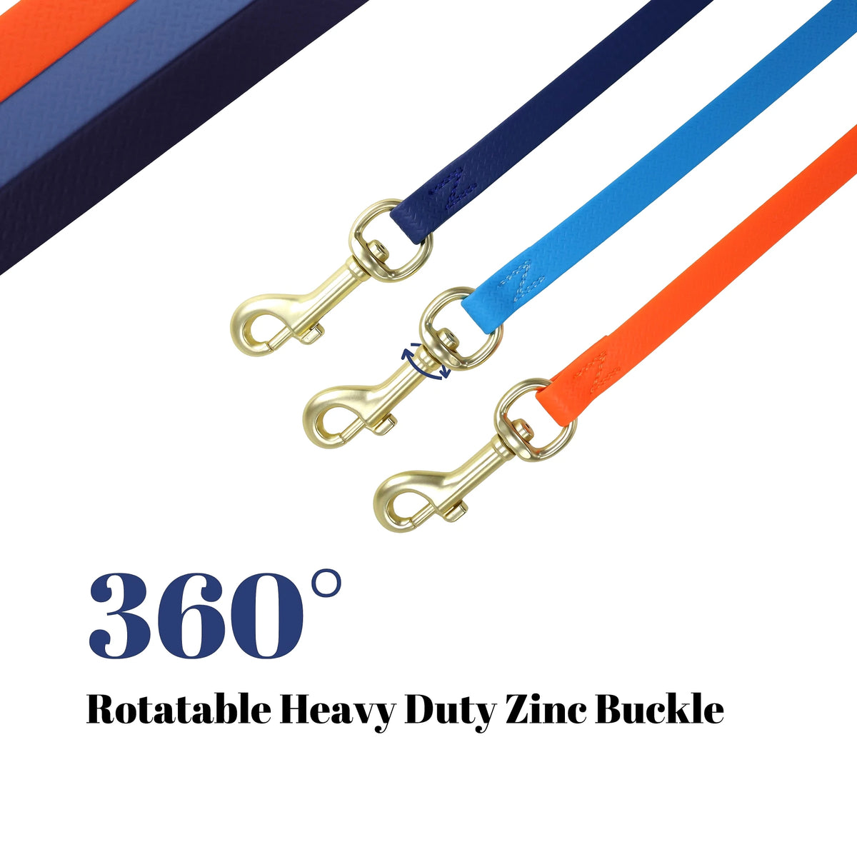 Heavy Duty PVC Training Dog Leash, 6FT Waterproof Chew Resistant Recall Lead with 360° Swivel Buckle
