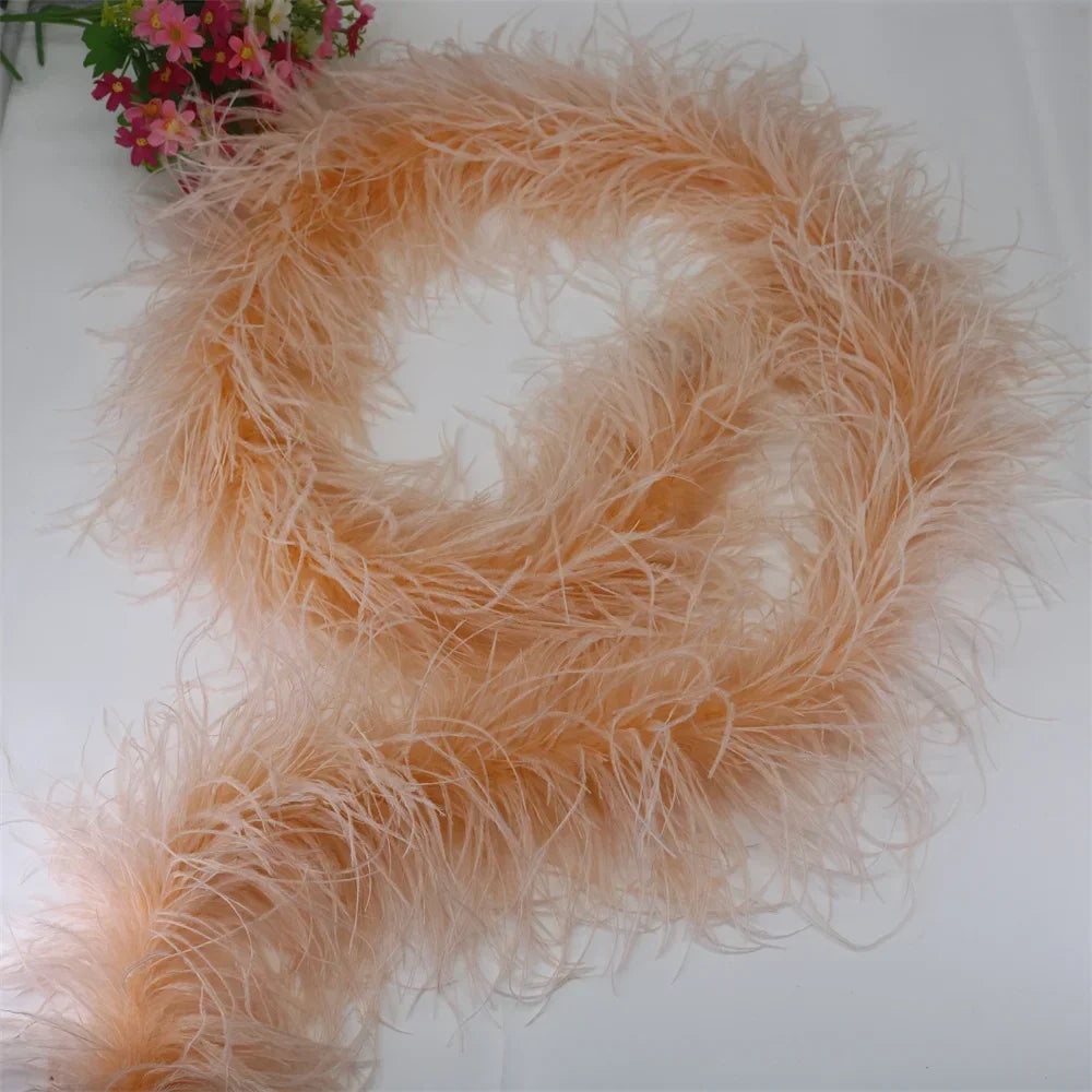 6 Layer Ostrich Feathers Boa Wedding Accessories Plumas De Faisan 2 Meters Clothing Plume Art and Craft Supplies Party Dresses