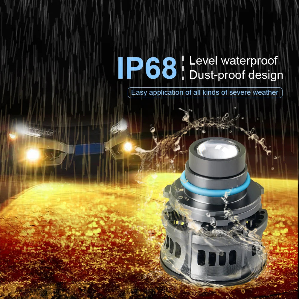 2pcs 12V LED fog light bulbs with projector lens, H11/H8/H7/9006 HB4, colors