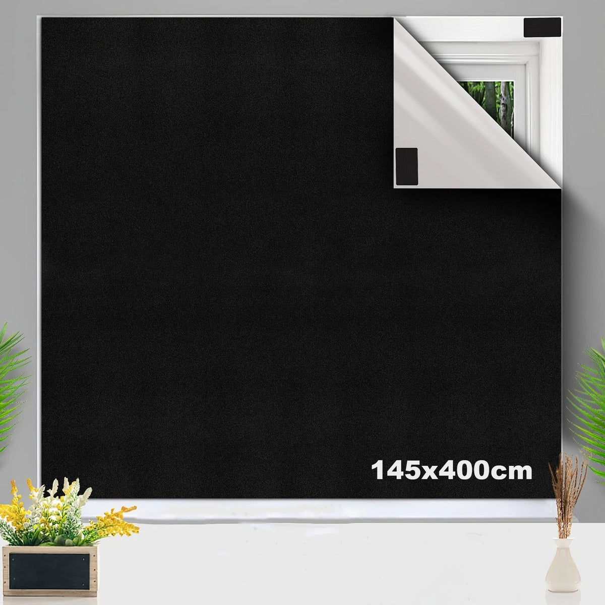 100% Blackout Window Cover Darkest Light Block Black Privacy Film Anti Look House Home Tint Glass Cloth Portable Curtain Bedroom