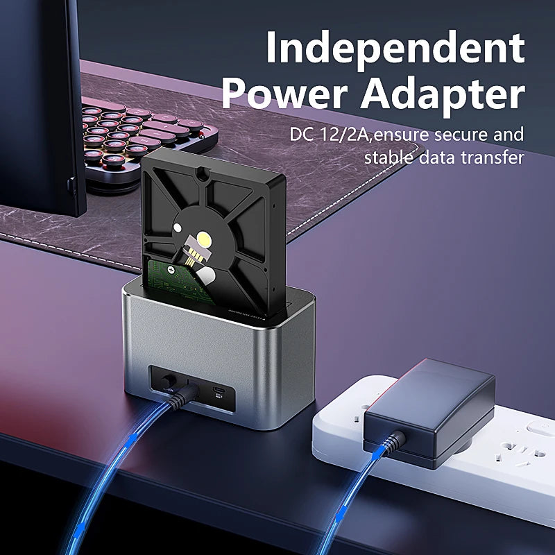 Blueendless M.2 NVMe/SATA & 2.5/3.5in SATA SSD/HDD Docking Station with USB 3.2 Hub, HD01SN