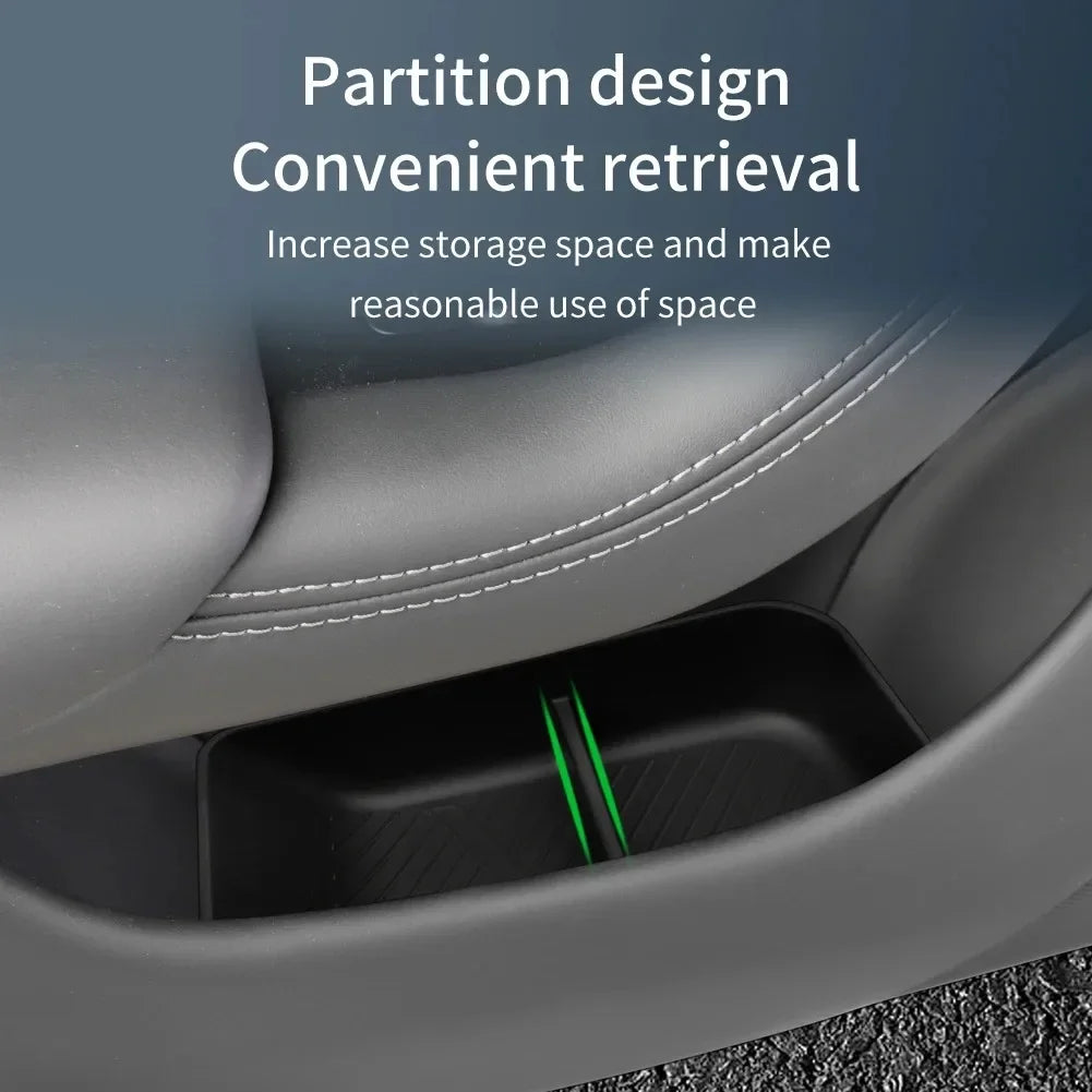 For Tesla NEW Model S X 2023 - 2026 Door Side Storage Box TPE Front Rear Door Handle Organizer Tidying Car Door Slot Accessories