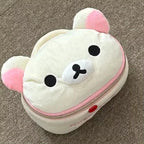 New Cute Rilakkuma Bear Girl Plush Elliptical Stereoscopic Makeup Bag Portable Storage Bag Cute Cartoon Easy Bear Bear Storage W