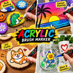 High Quality Acrylic Paint Pens Markers Set Brush Tip Paint Marker For Rock Painting Wood Canvas Stone Christmas Gift DIY Crafts
