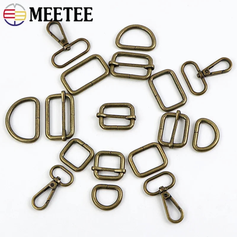 5/10Pcs 20-38mm Bronze Metal Buckles O D Ring Buckle Swivel Lobster Clasp Backpack Carabiner Clips Webbing Strap Adjuster Slider
